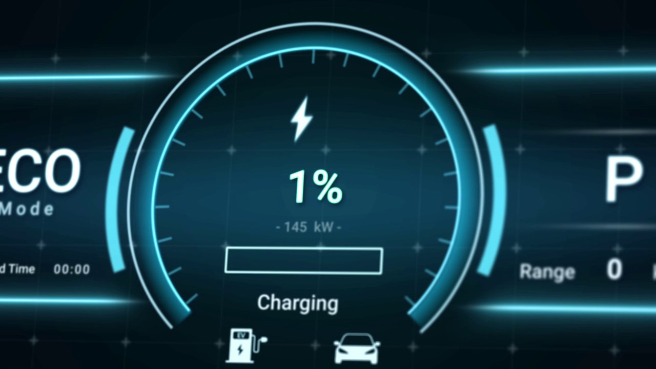 詳情圖-使用充電站直流快速充電器的電動(dòng)汽車(chē)電池充電狀態(tài)界面