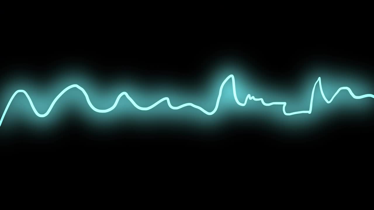 动态曲线线与霓虹辉光在黑色屏幕上。