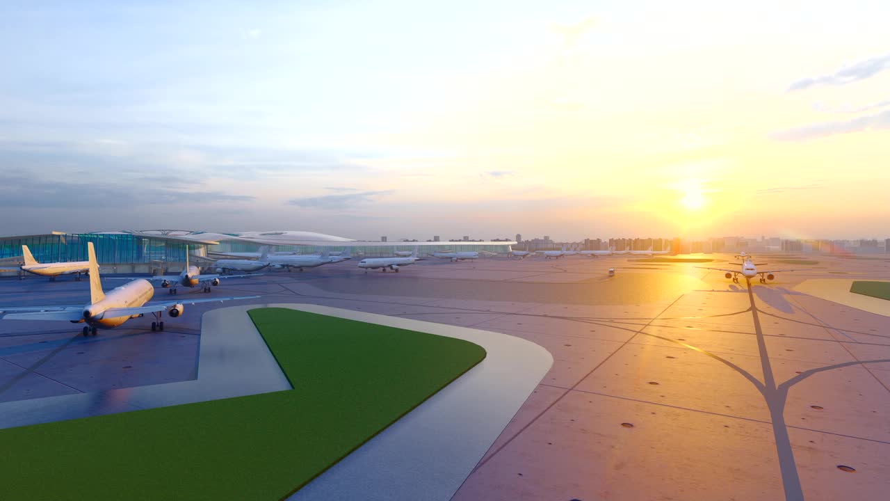 飞机在北京大兴国际机场上空飞行