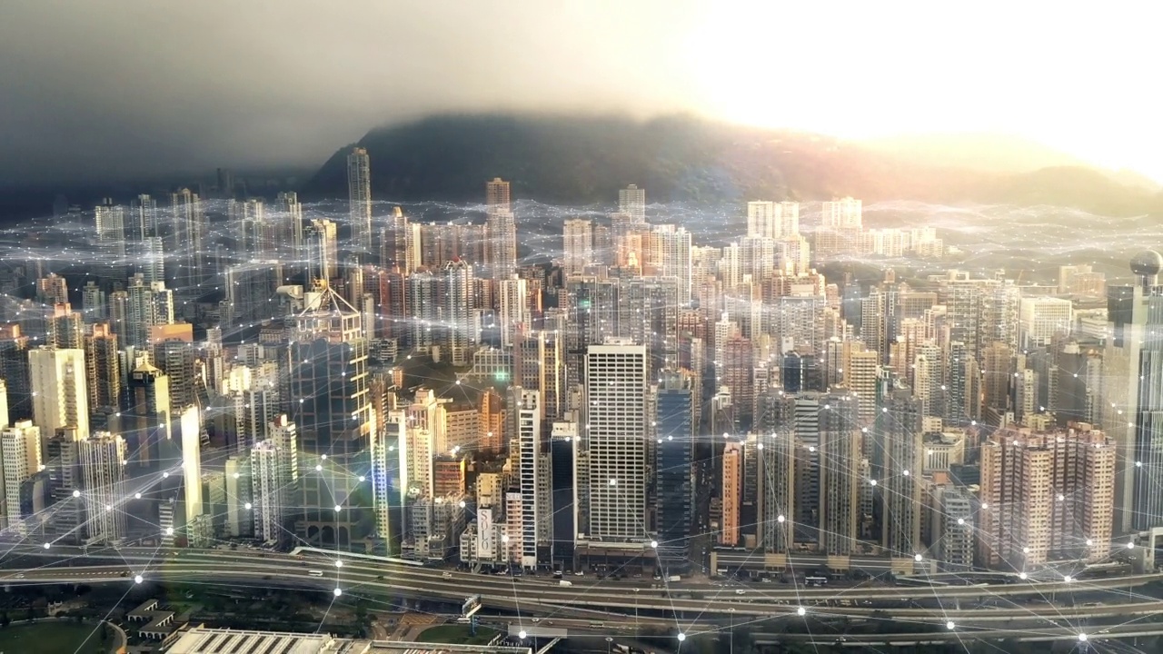 詳情圖-空中智慧城市，未來網(wǎng)絡(luò)的并網(wǎng)與數(shù)據(jù)演進(jìn)，云計算與全球通信。網(wǎng)絡(luò)設(shè)計中的數(shù)字網(wǎng)絡(luò)、未來技術(shù)抽象和城市景觀疊加