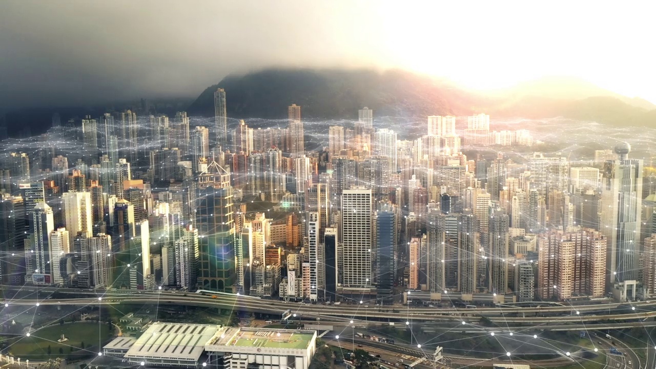 詳情圖-空中智慧城市，未來網(wǎng)絡(luò)的并網(wǎng)與數(shù)據(jù)演進(jìn)，云計算與全球通信。網(wǎng)絡(luò)設(shè)計中的數(shù)字網(wǎng)絡(luò)、未來技術(shù)抽象和城市景觀疊加