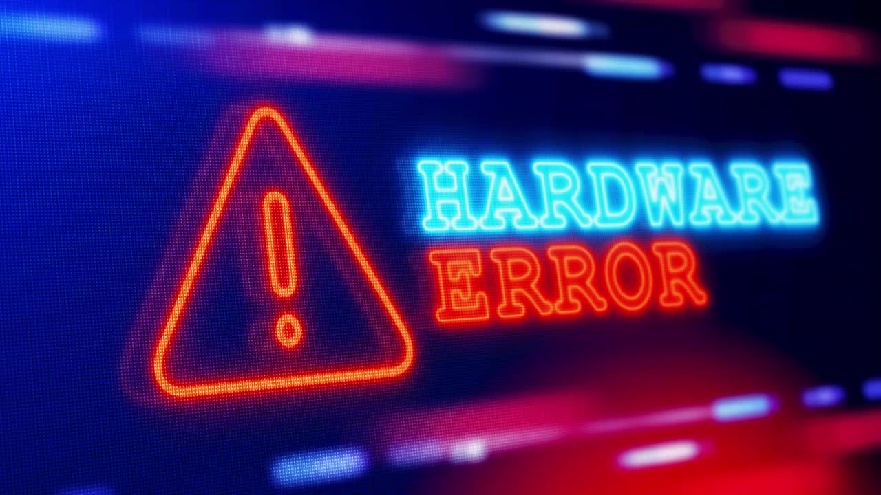 硬件错误警告警告屏幕循环闪烁故障动画。