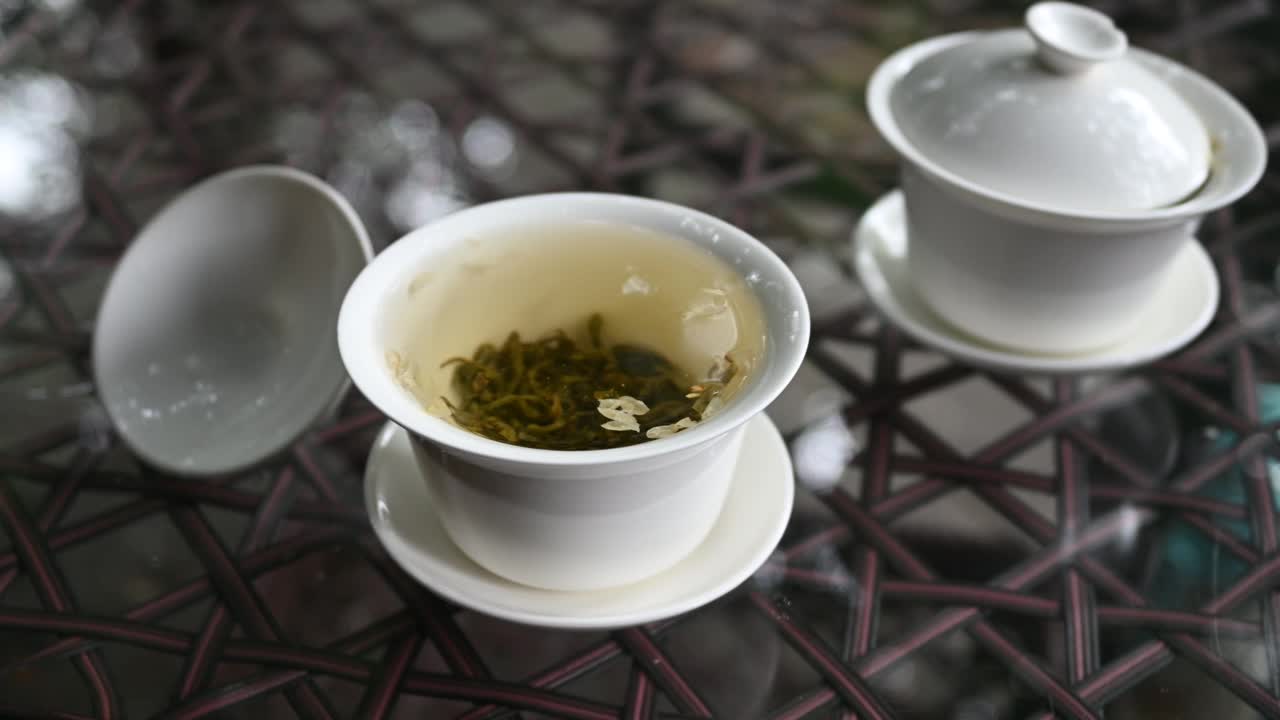 一杯绿茶特写
