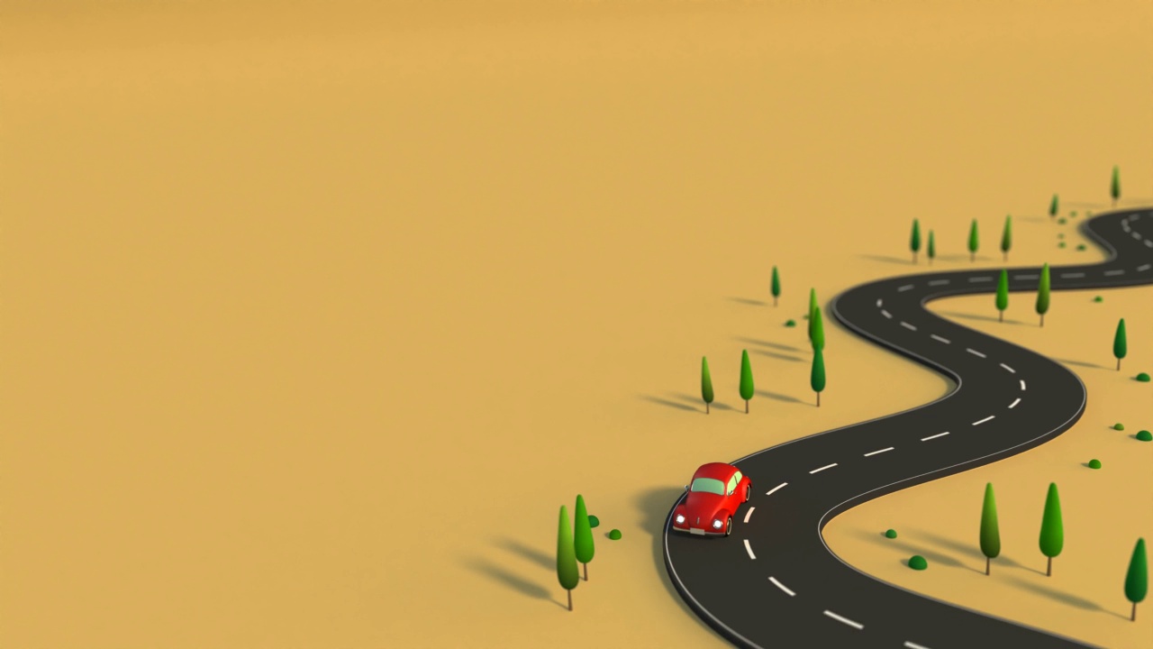 一辆红色汽车绕着弯道跑的动画。
它永远不间断地运行。