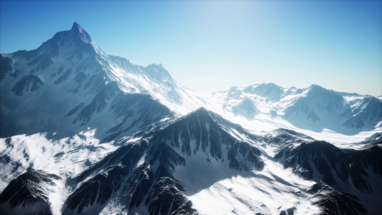 详情图-高加索山区冬季景观与白色冰川和岩石山峰