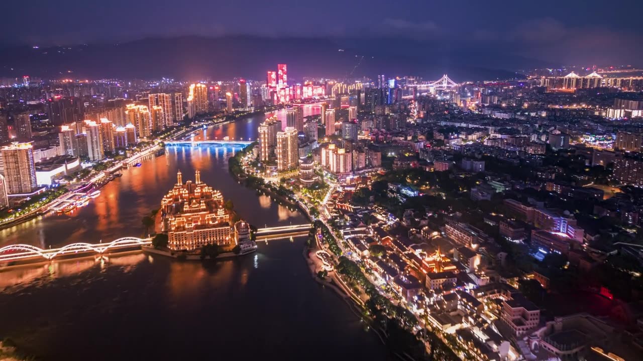 詳情圖-中國(guó)福州城市夜景的航拍