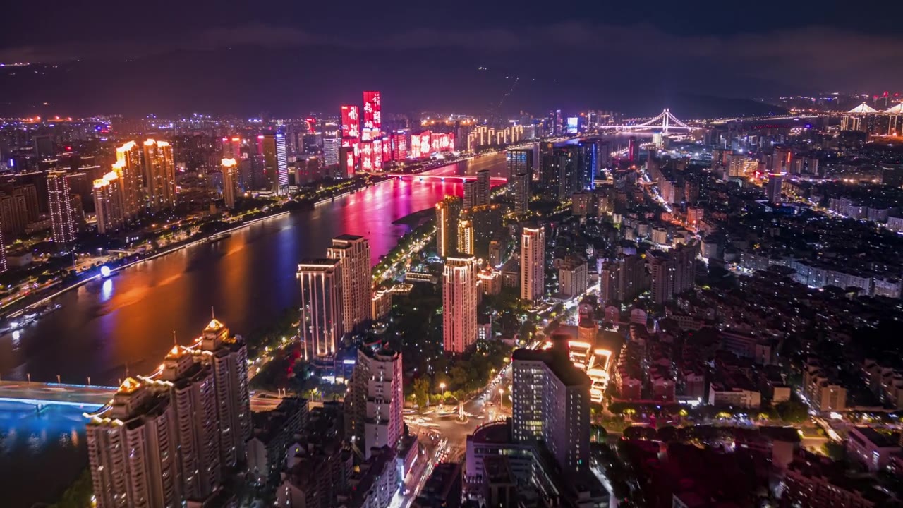 詳情圖-中國(guó)福州城市夜景的航拍