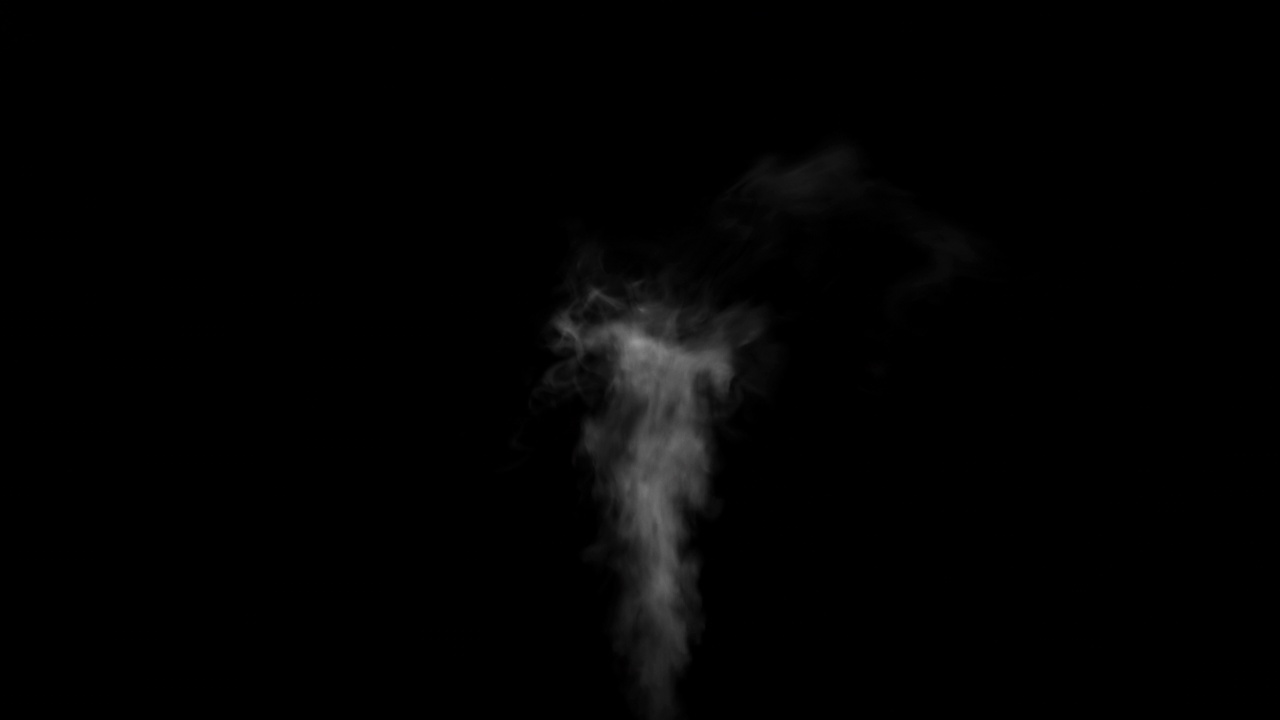 烟雾，蒸汽，翻滚，旋转，在黑色背景上升起，慢镜头，4K。完美烟蒸香香。烟的背景