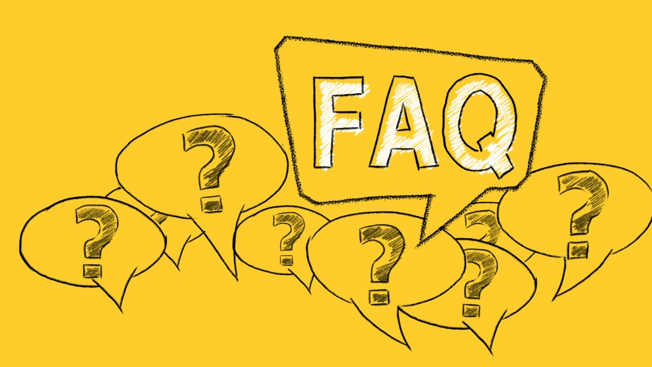 FAQ。常见问题。上黄色。