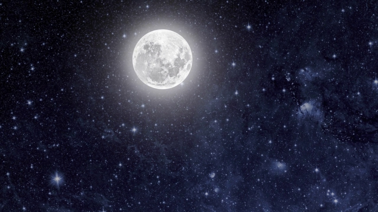 详情图-圣诞节的背景夜空，有星星、月亮和云彩