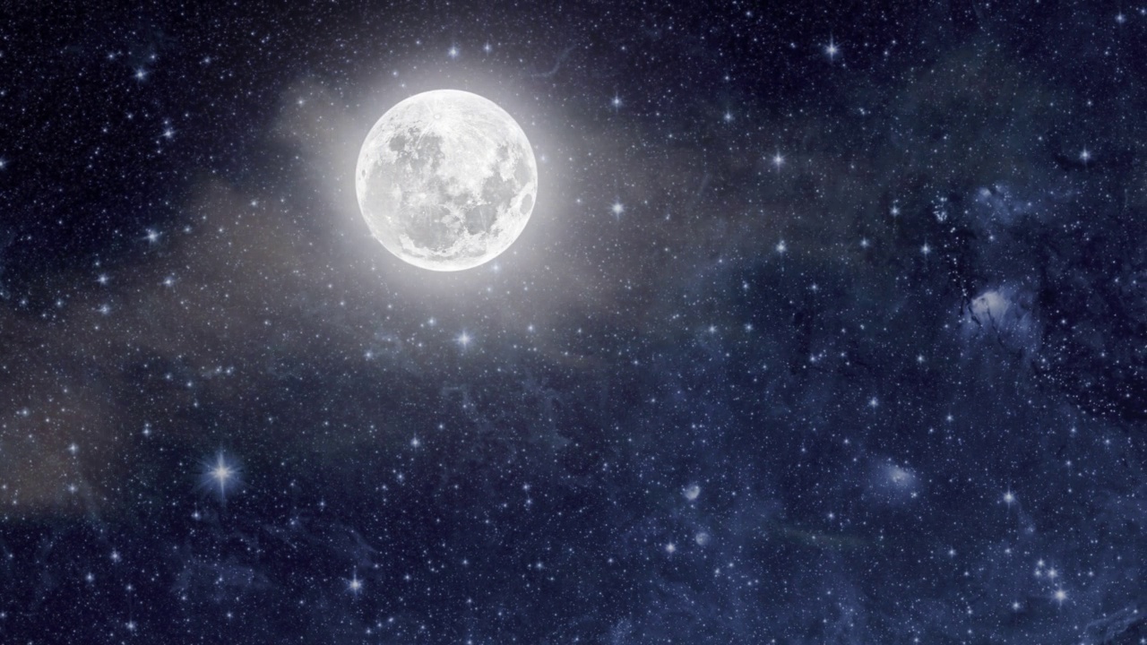 详情图-圣诞节的背景夜空，有星星、月亮和云彩