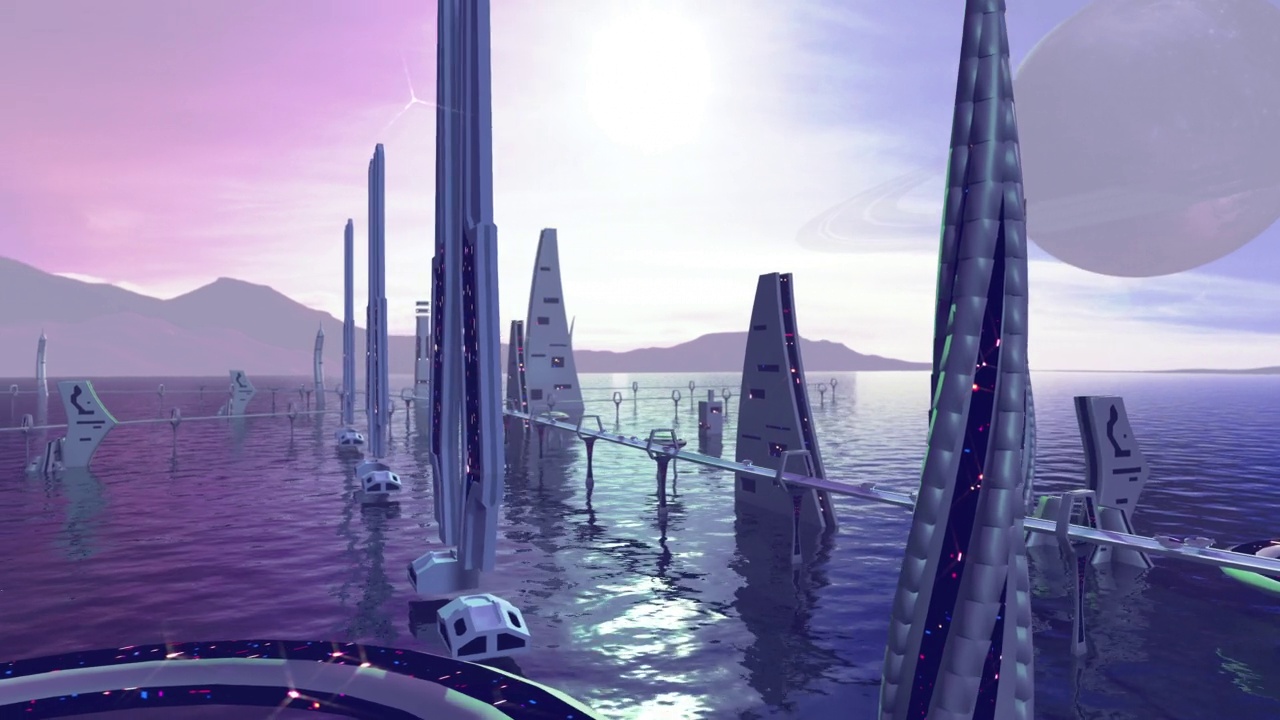 詳情圖-動畫的幻想城市在外星星球上的建筑