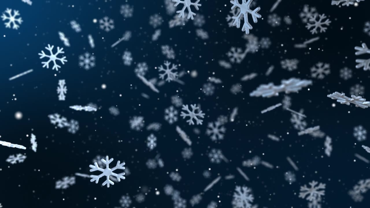 詳情圖-3D圣誕雪飄落雪花深藍色背景。3,d渲染。