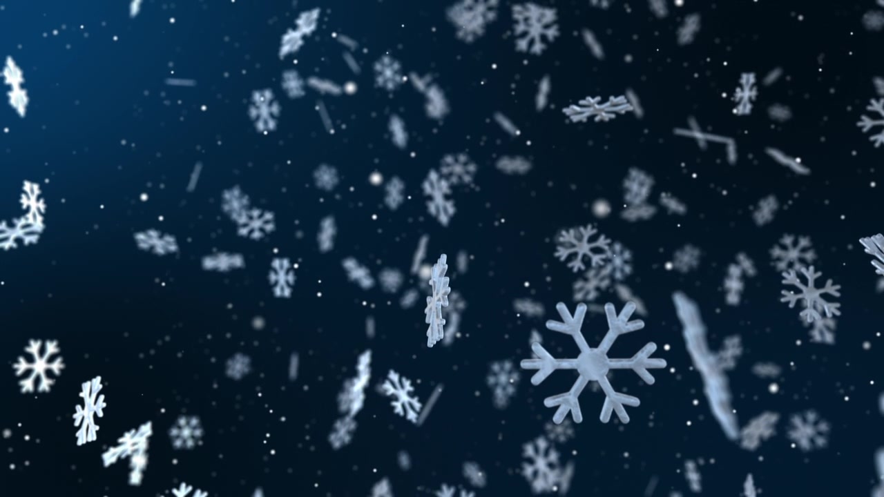 詳情圖-3D圣誕雪飄落雪花深藍色背景。3,d渲染。