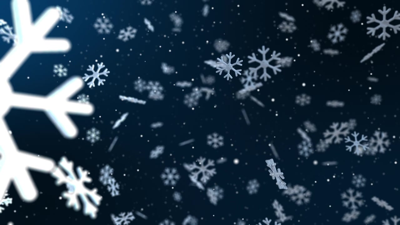 詳情圖-3D圣誕雪飄落雪花深藍色背景。3,d渲染。