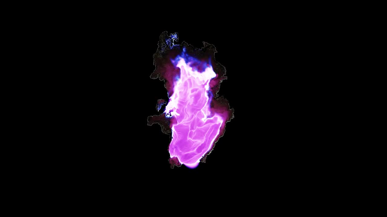 紫色能量扭曲。魔法能量特效隔离。抽象的紫色火焰。循环能量流。阿尔法通道