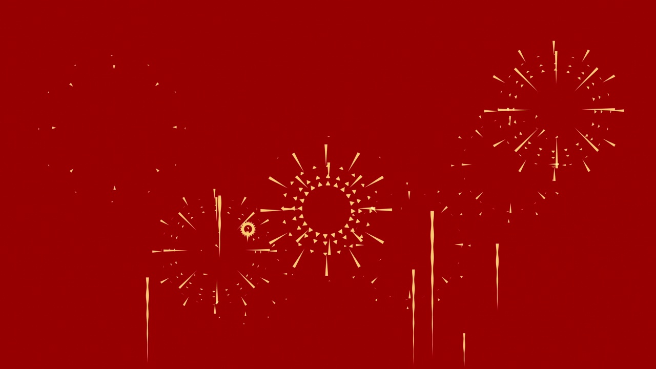 詳情圖-金色煙花在紅色背景的4K視頻格式