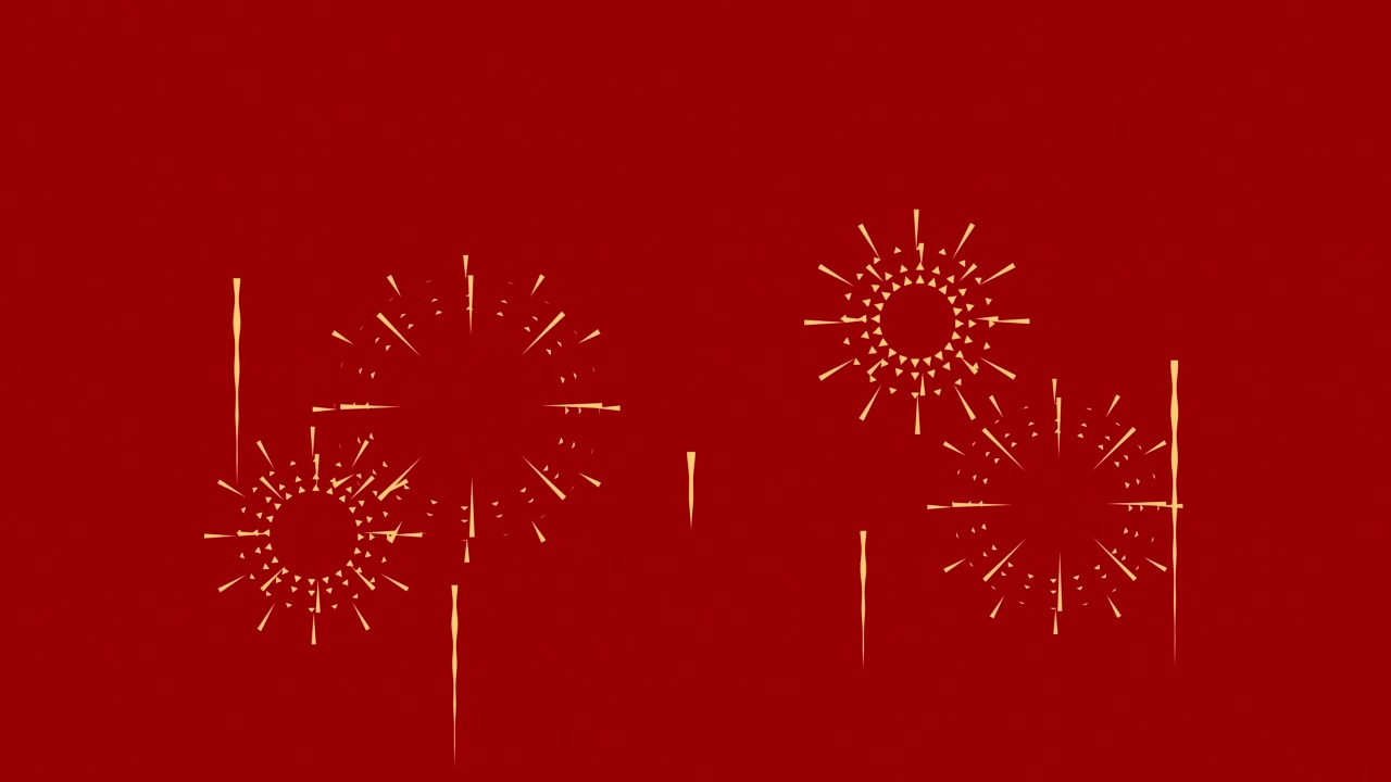 詳情圖-金色煙花在紅色背景的4K視頻格式