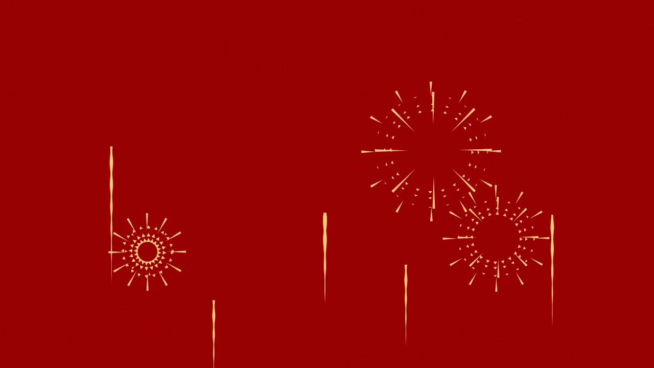 詳情圖-金色煙花在紅色背景的4K視頻格式