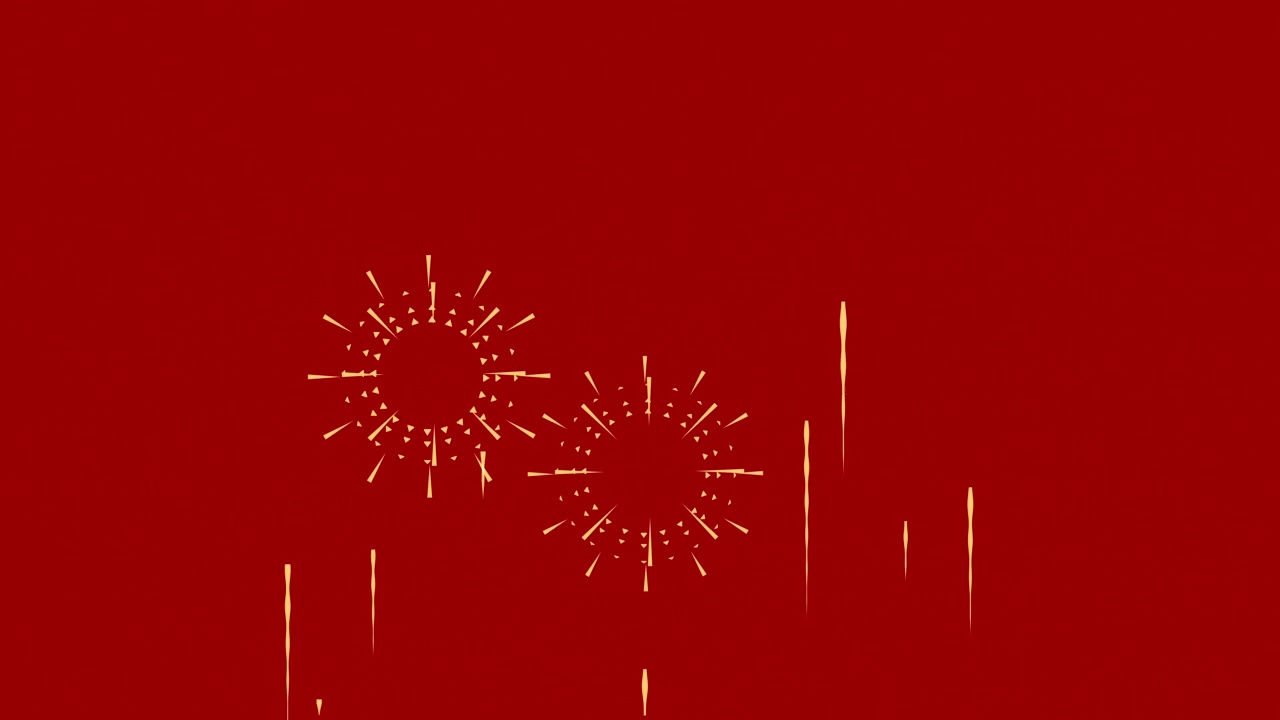 詳情圖-金色煙花在紅色背景的4K視頻格式