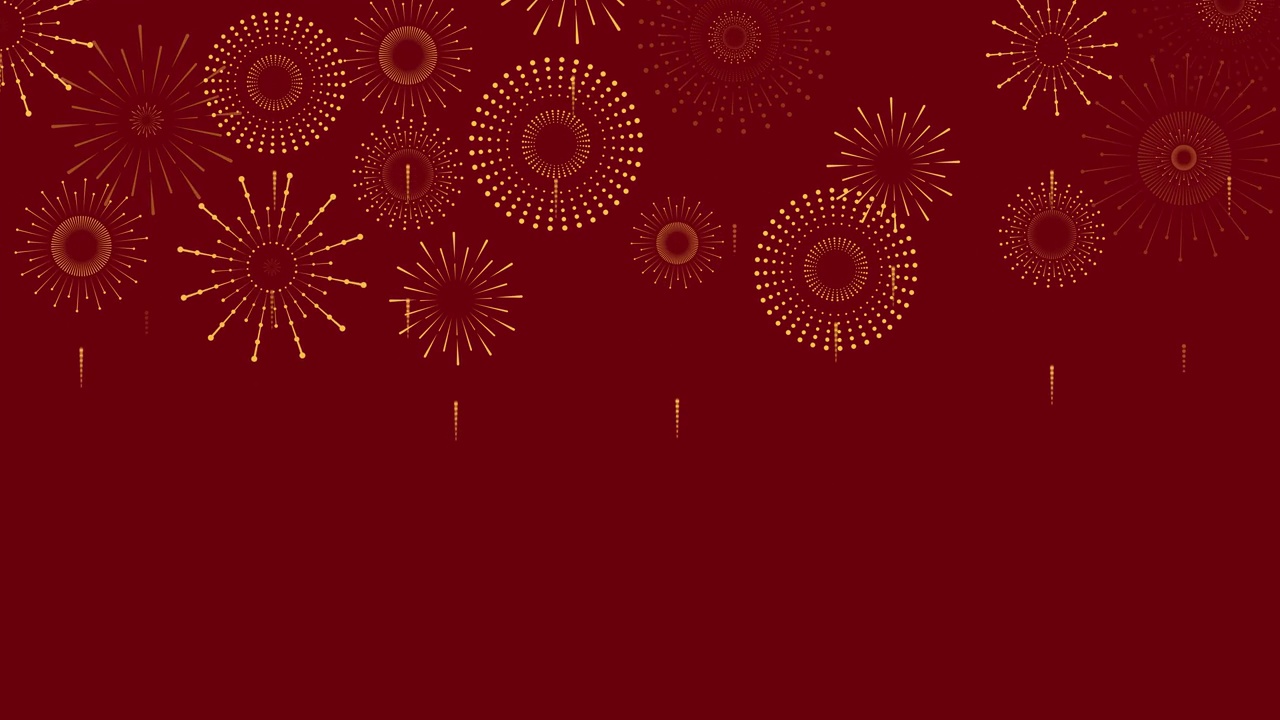 詳情圖-新年與金色煙花在紅色背景與復(fù)制空間，平面風(fēng)格的設(shè)計為中國新年和節(jié)日旗幟