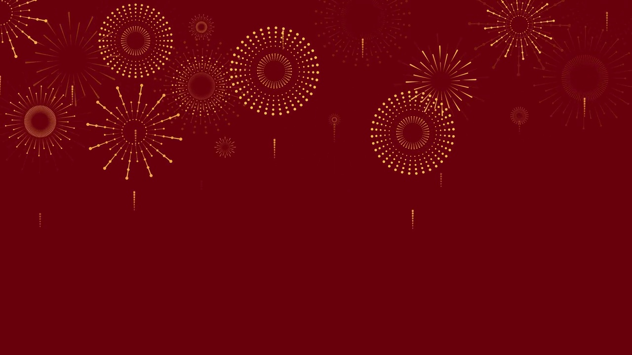 詳情圖-新年與金色煙花在紅色背景與復(fù)制空間，平面風(fēng)格的設(shè)計為中國新年和節(jié)日旗幟