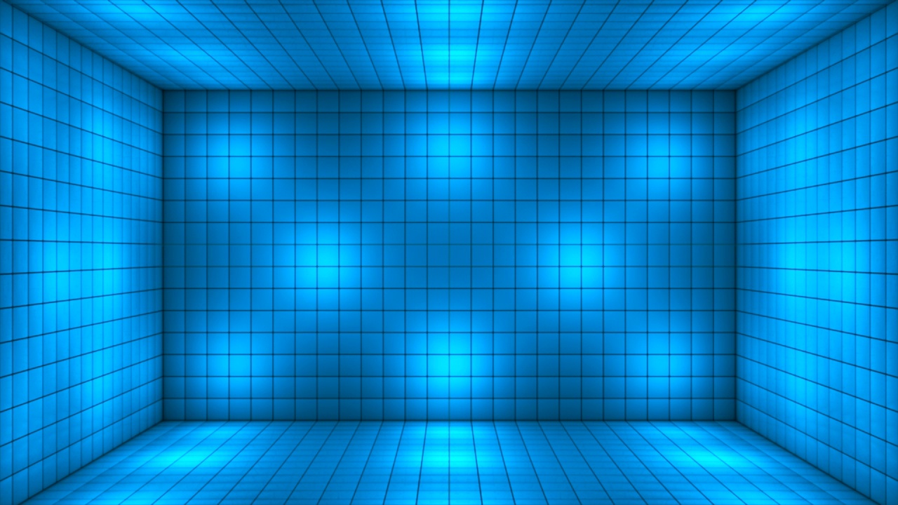 广播高科技闪烁照明立方体房间舞台，蓝色，事件，3D，可循环，4K