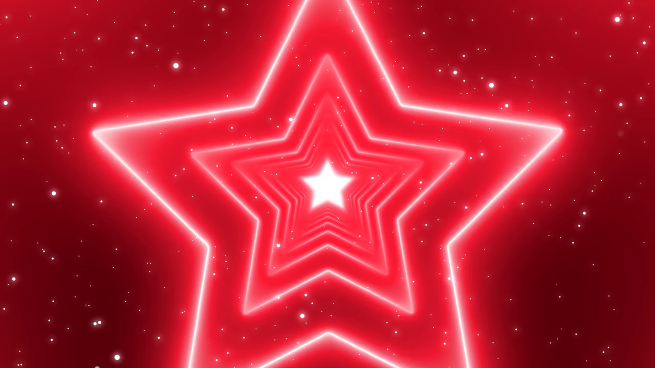 霓虹灯红星发光隧道背景环