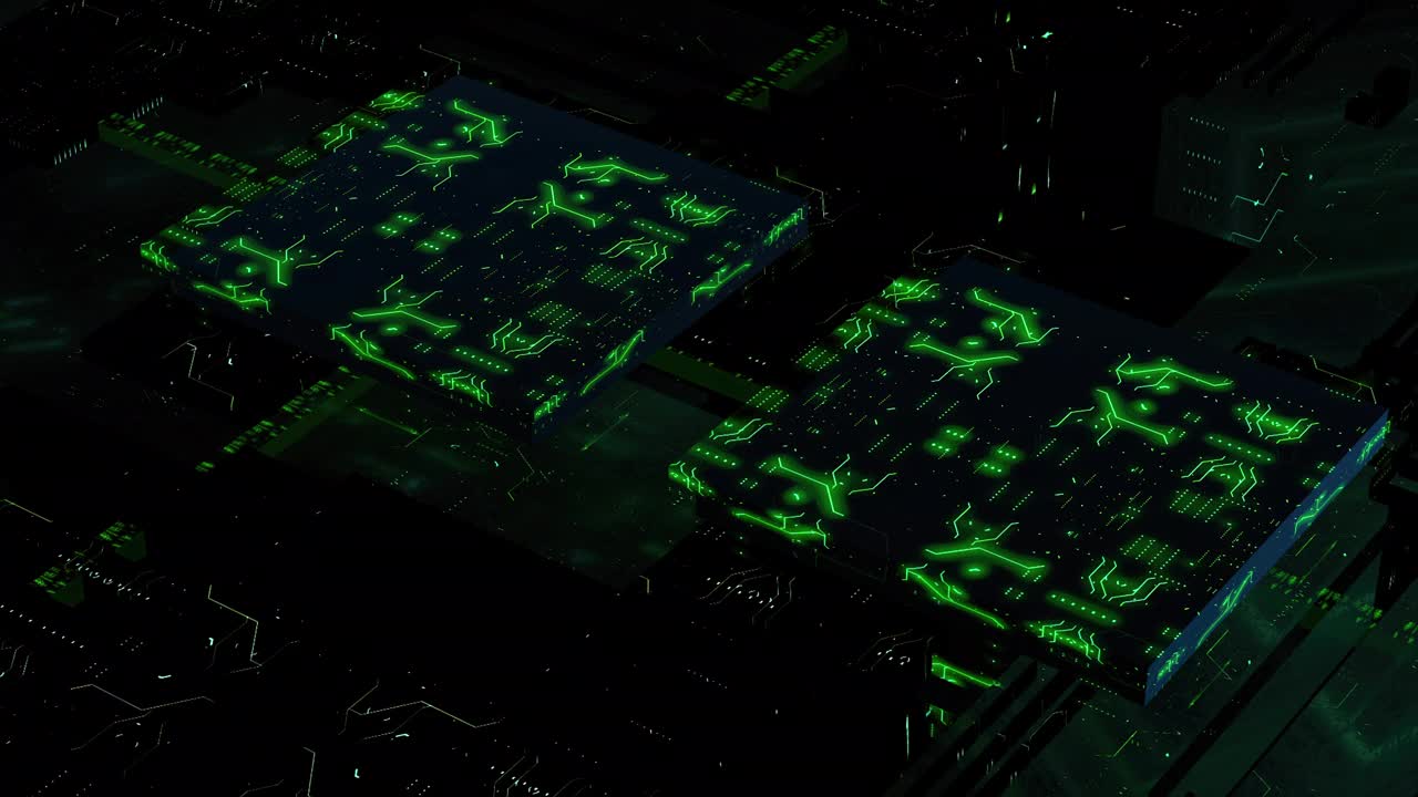 处理器芯片旋转和被放置在主板上