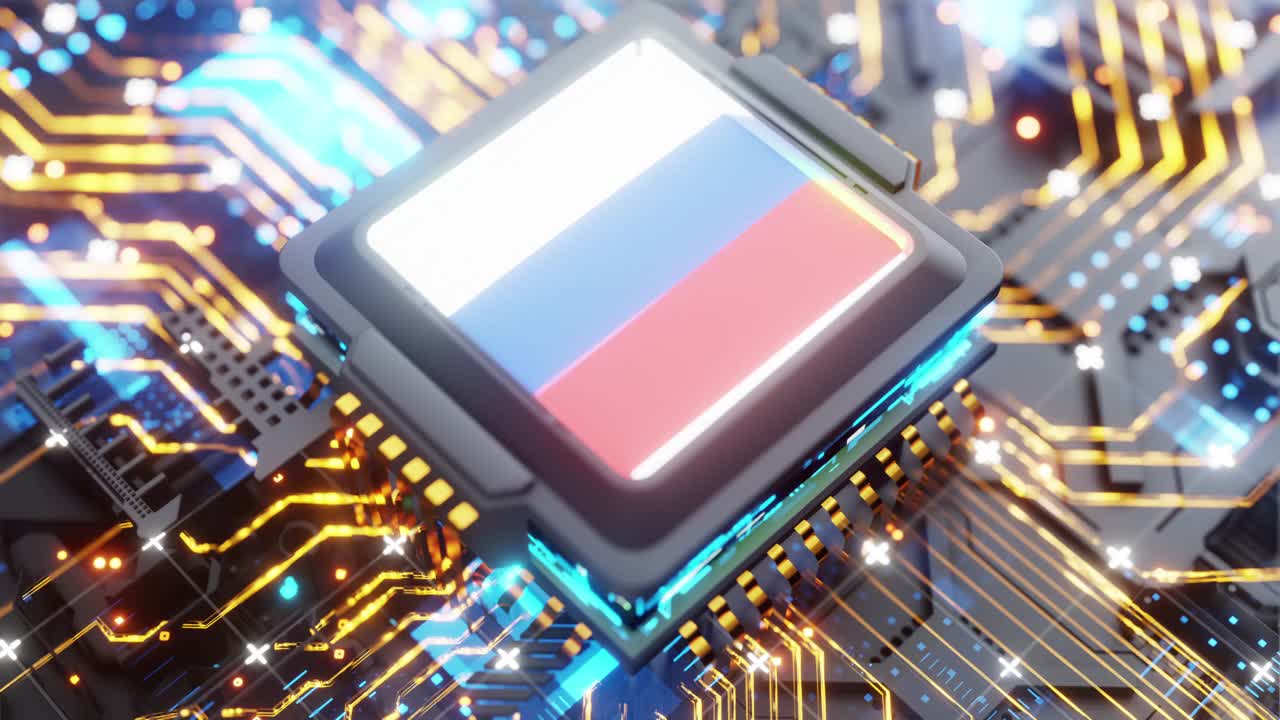 CPU AI电路板俄罗斯国旗概念