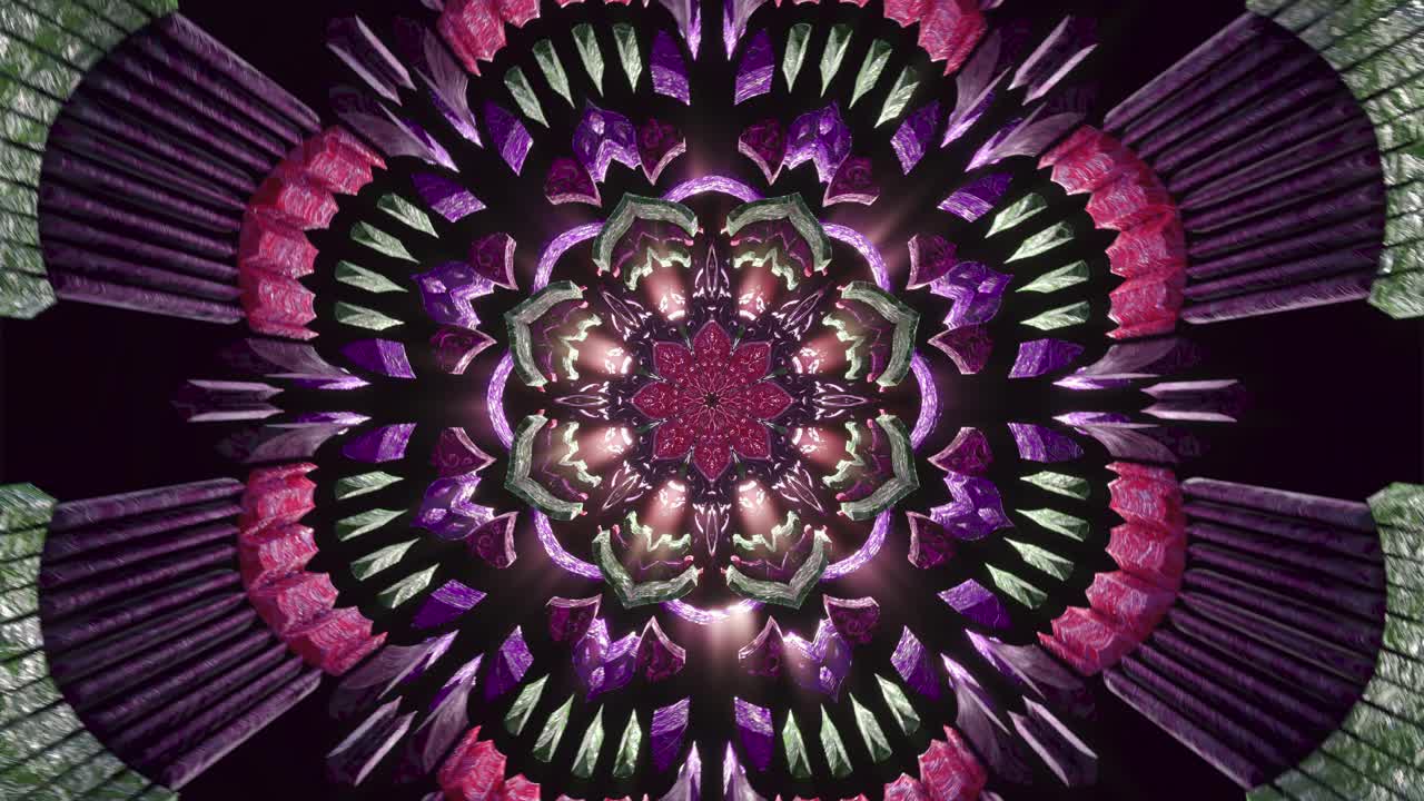 3D vj隧道无缝环迷幻曼荼罗视觉抽象背景