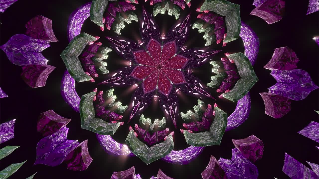 详情图-3D,vj隧道无缝环迷幻曼荼罗视觉抽象背景