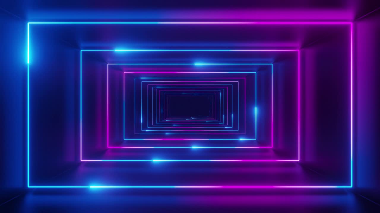详情图-矩形霓虹灯隧道背景
