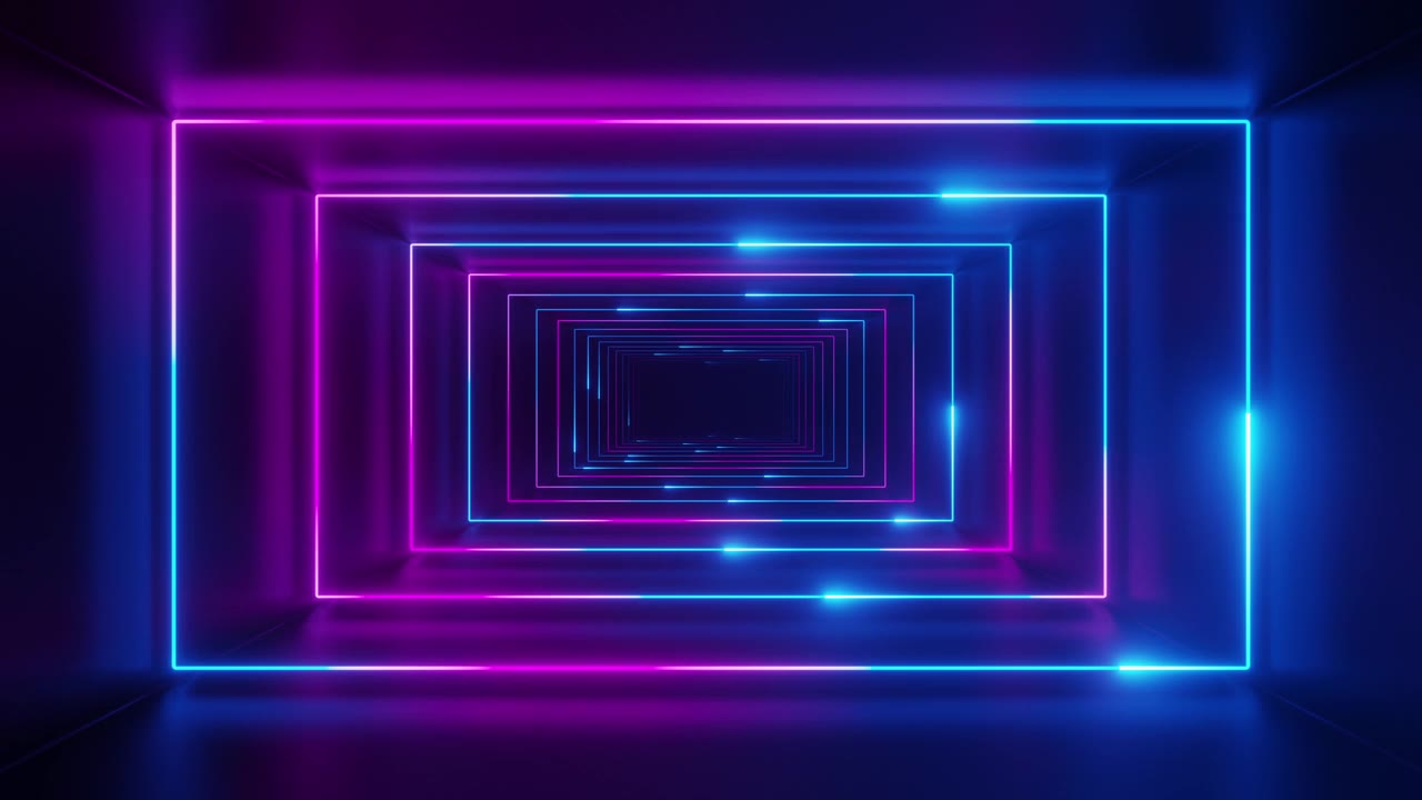 详情图-矩形霓虹灯隧道背景