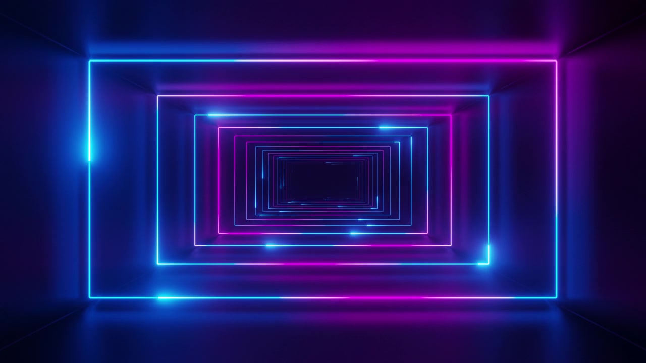 详情图-矩形霓虹灯隧道背景