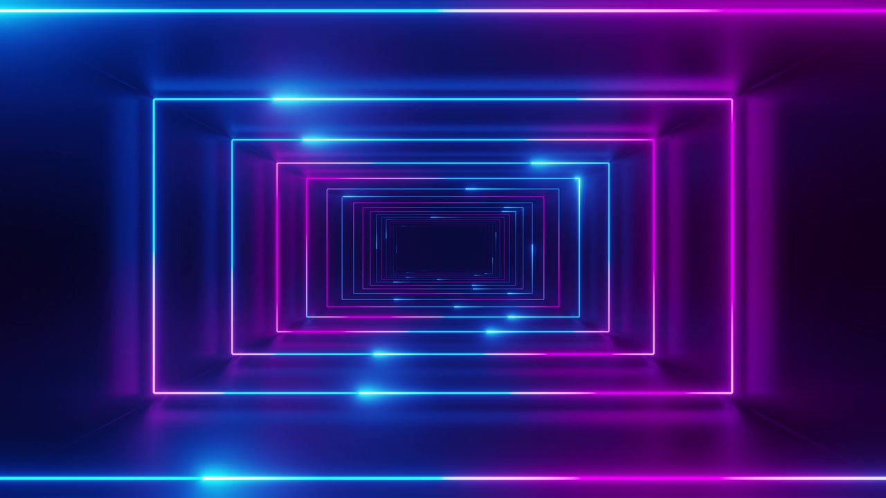 详情图-矩形霓虹灯隧道背景