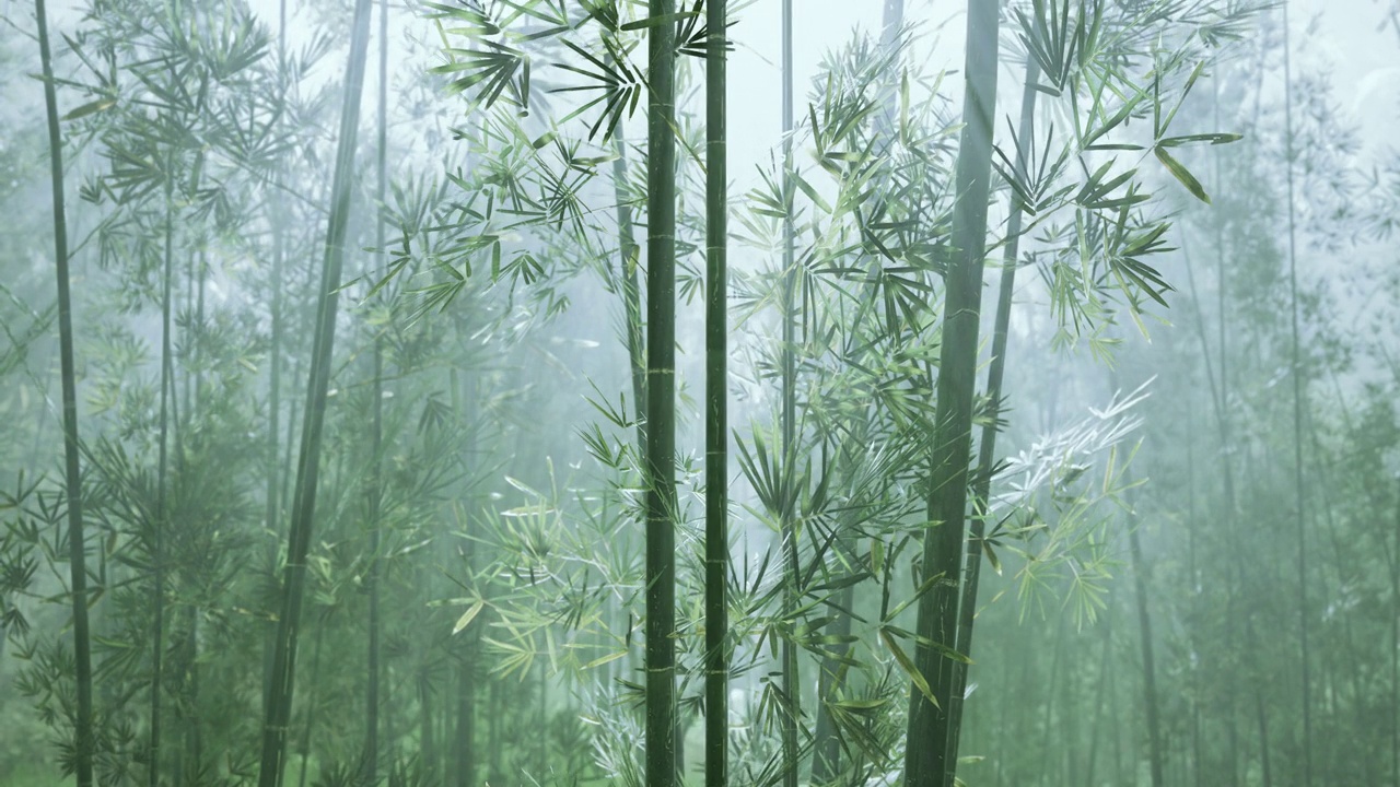 详情图-竹林与自然清晨阳光在花园种植