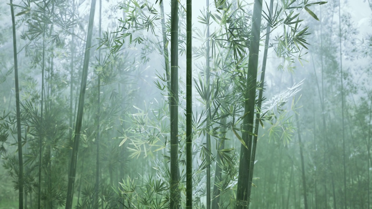 详情图-竹林与自然清晨阳光在花园种植
