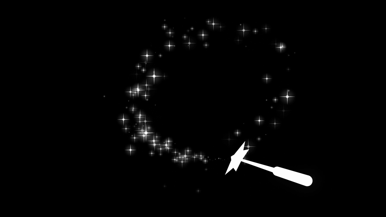 星星魔杖与火花痕迹圆形运动与阿尔法哑光