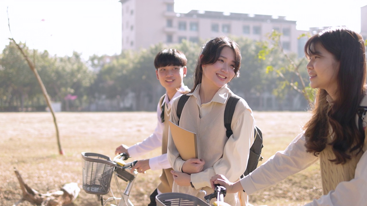 详情图-十几岁的学生一起走在学校里