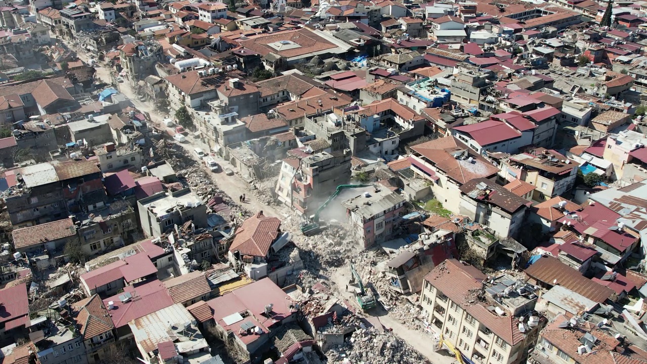 土耳其和叙利亚地震呼吁。哈塔伊无人机视频