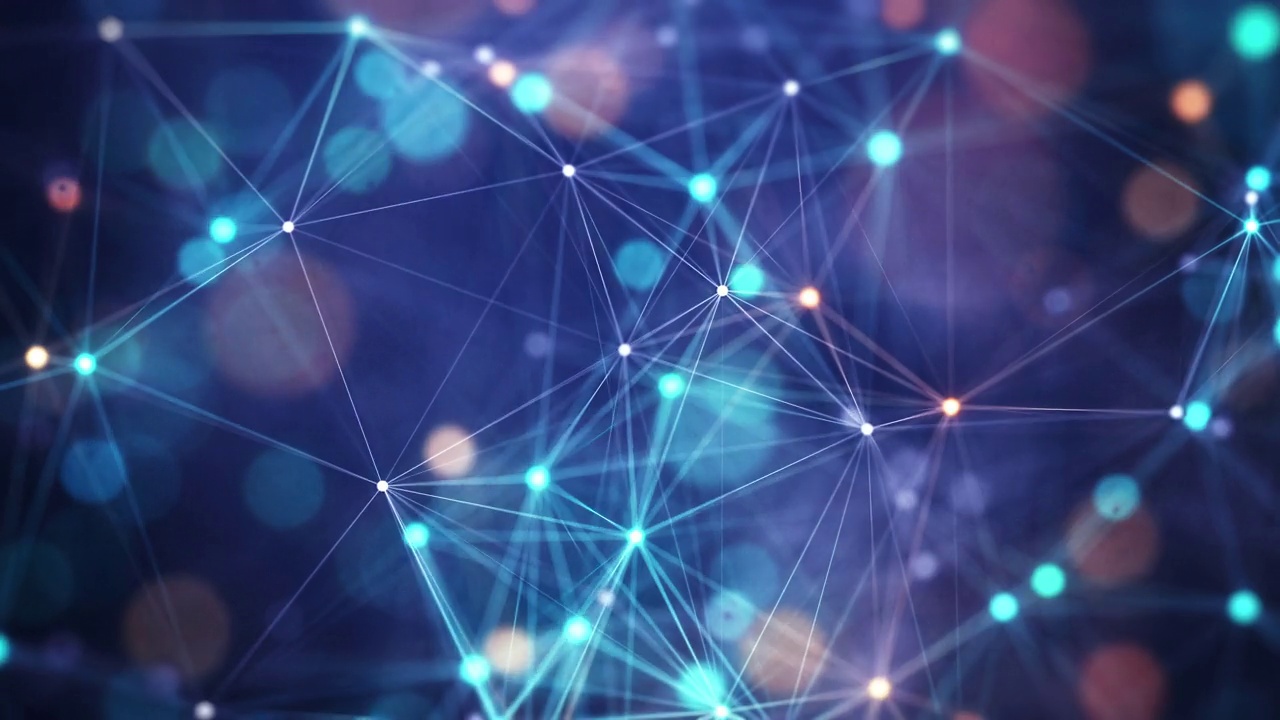 抽象的连接点和线。人工智能技术概念，数字数据流运动。