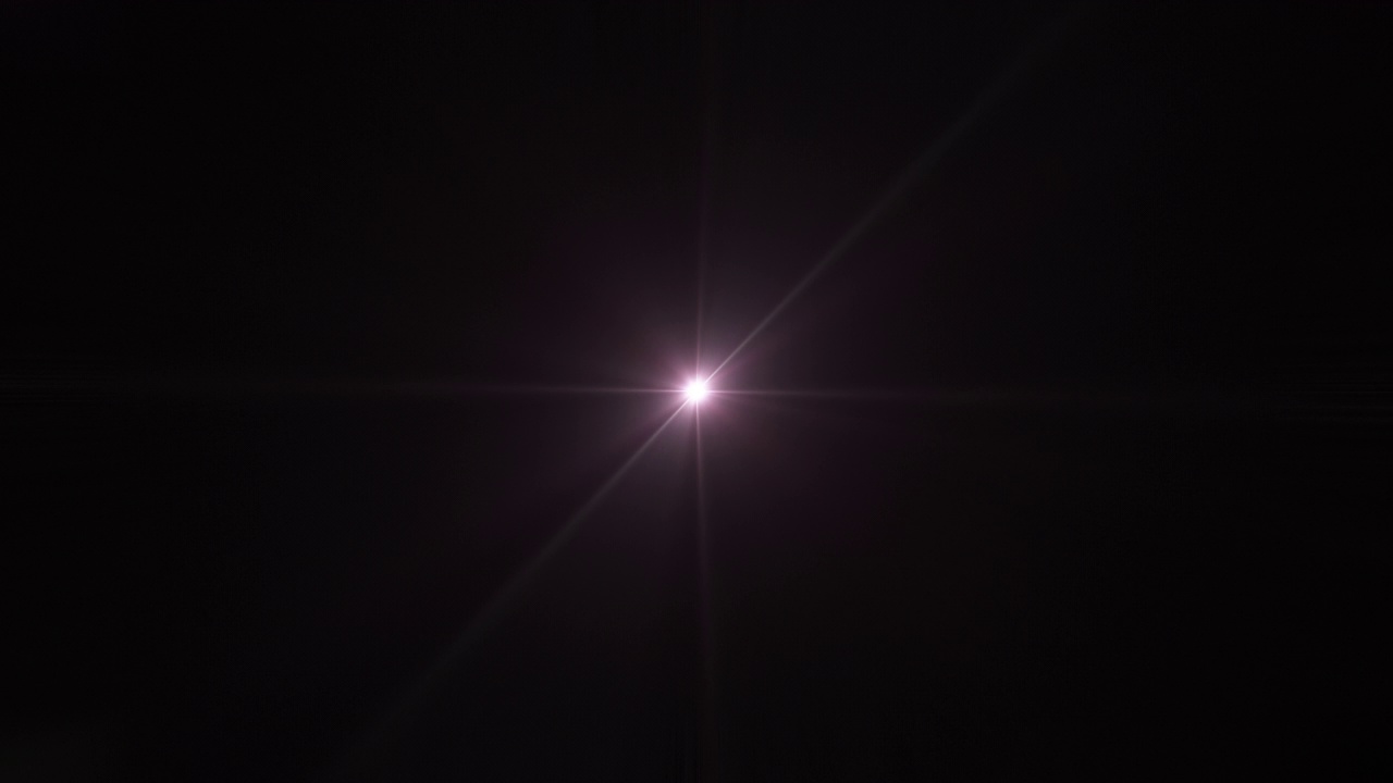 详情图-循环中心旋转闪烁的粉红色紫色星太阳灯光学透镜耀斑闪亮的动画艺术在黑色抽象背景上的屏幕项目叠加。灯光灯光效果动态明亮的视频素材。金光星光学耀斑