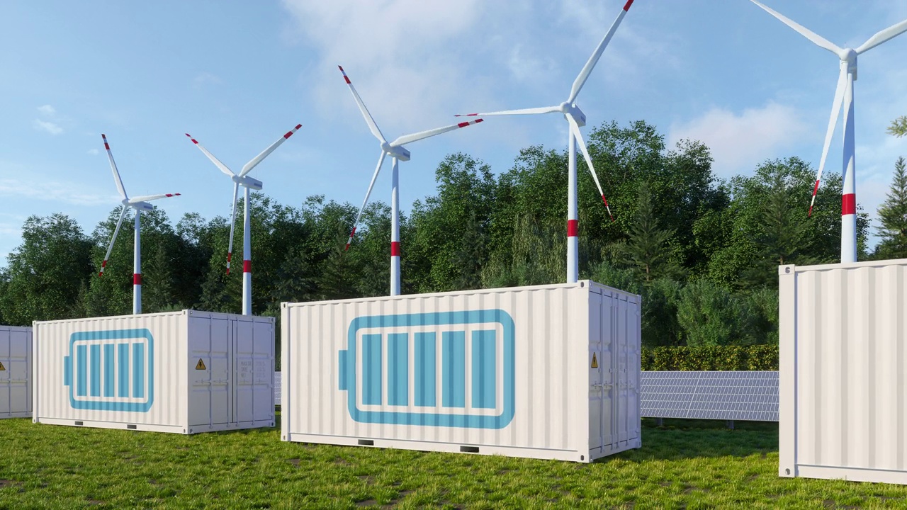 詳情圖-太陽能電池板，風(fēng)力渦輪機(jī)和鋰離子電池容器的儲能系統(tǒng)