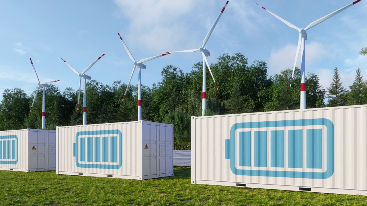 詳情圖-太陽能電池板，風(fēng)力渦輪機(jī)和鋰離子電池容器的儲能系統(tǒng)