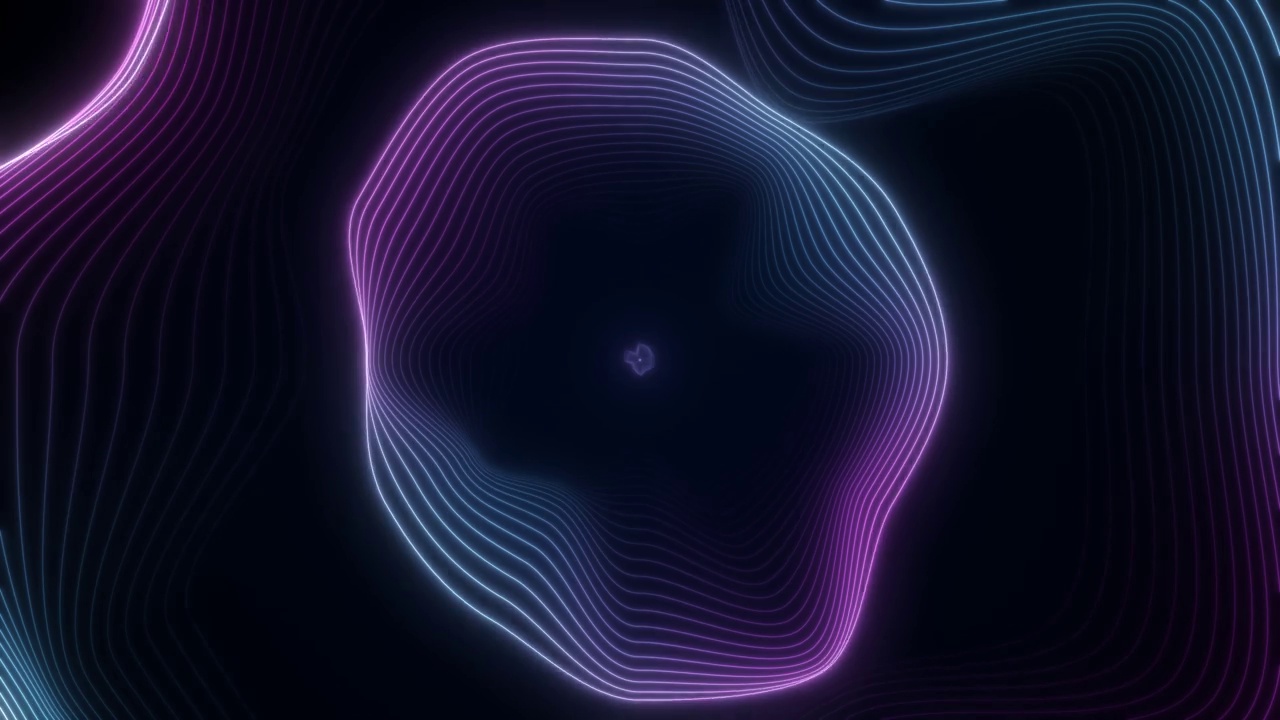 詳情圖-摘要3D渲染霓虹燈圈。紫色霓虹燈圈抽象未來高科技運(yùn)動背景無縫循環(huán)。視頻三維動畫霓虹燈圓框，圓形，環(huán)形形狀，空白空間，紫外光