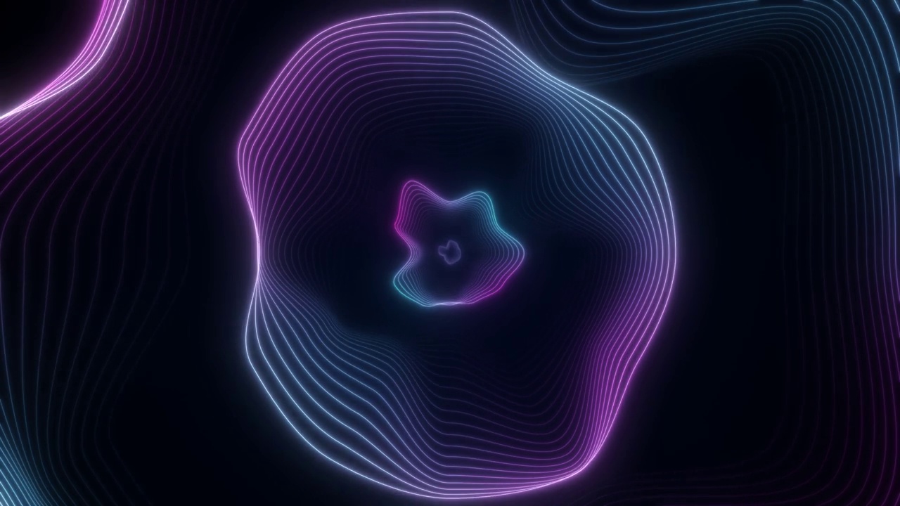 詳情圖-摘要3D渲染霓虹燈圈。紫色霓虹燈圈抽象未來高科技運(yùn)動背景無縫循環(huán)。視頻三維動畫霓虹燈圓框，圓形，環(huán)形形狀，空白空間，紫外光