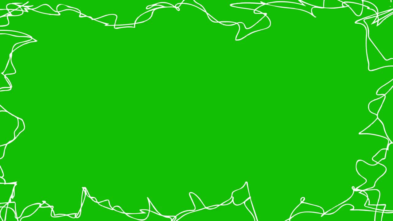 动画手绘白色的能量线与运动模糊在绿色的屏幕背景。毛圈的视频。绿色背景矢量插图。