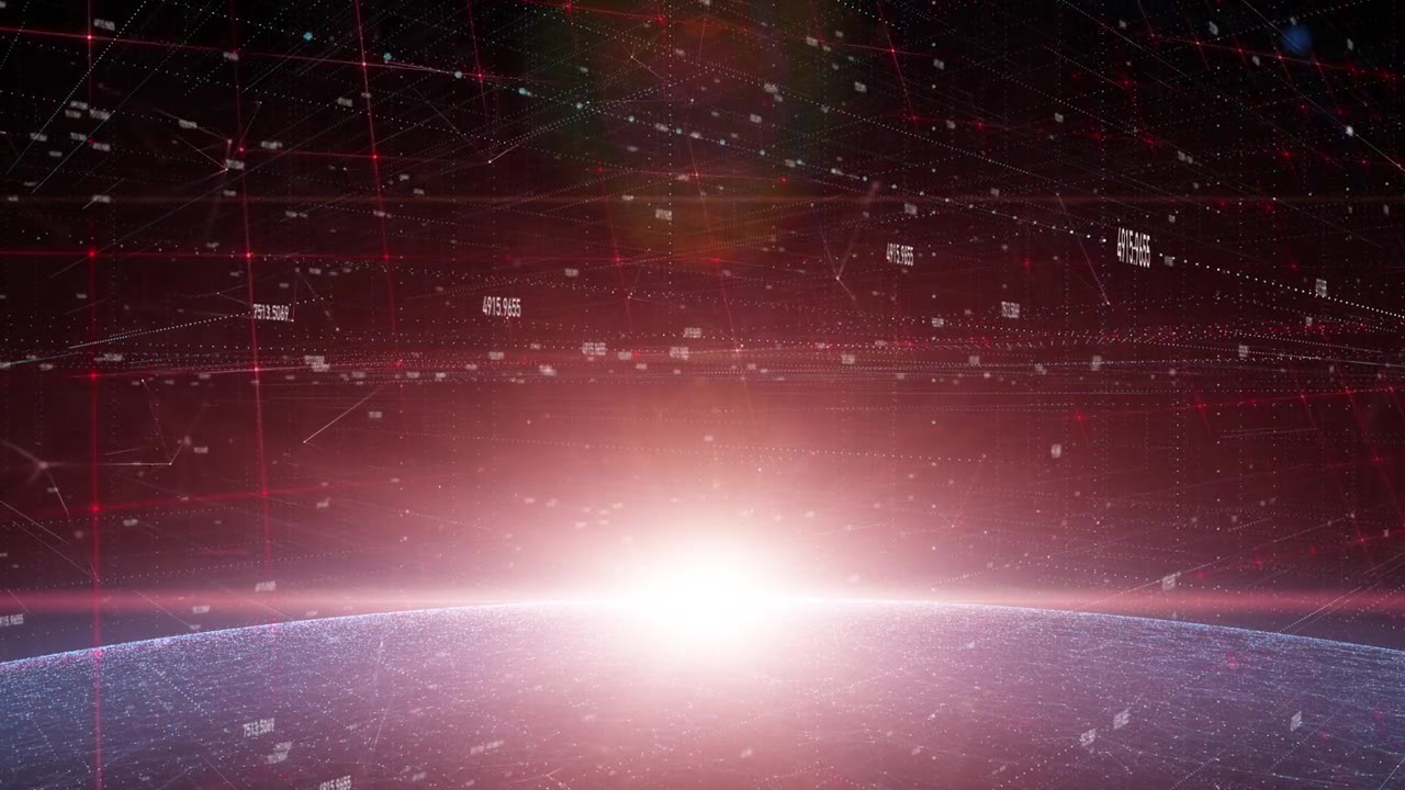 詳情圖-計算機(jī)網(wǎng)絡(luò)空間網(wǎng)絡(luò)的數(shù)字和閃亮的地球。動畫背景。