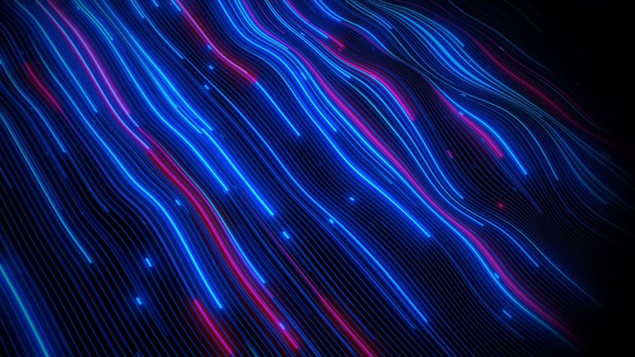 線條的霓虹光波移動(dòng)抽象的背景4k